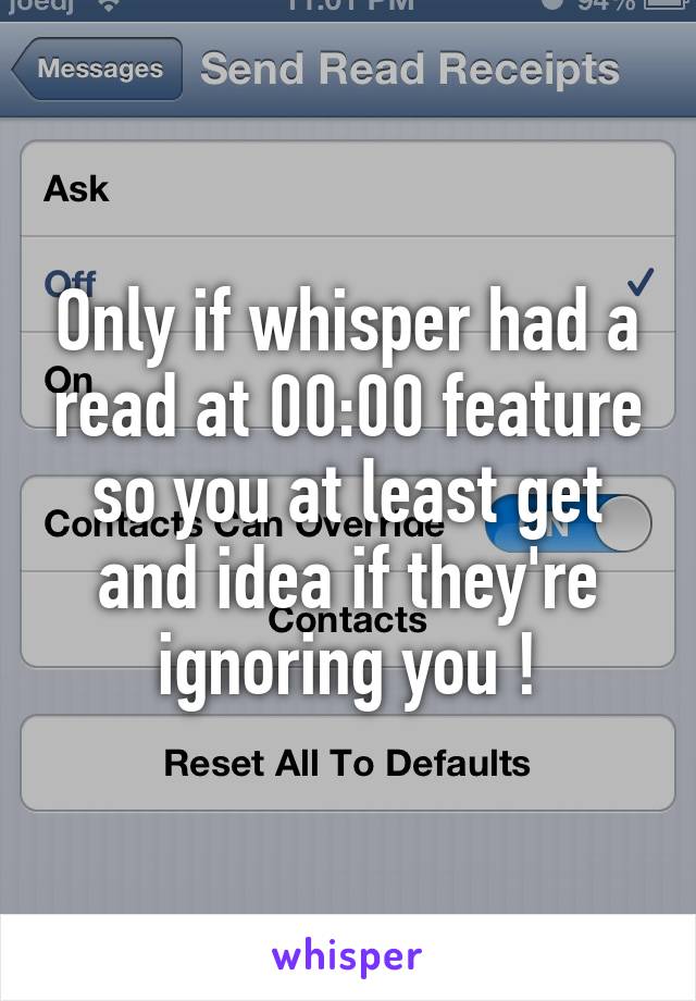 Only if whisper had a read at 00:00 feature so you at least get and idea if they're ignoring you !