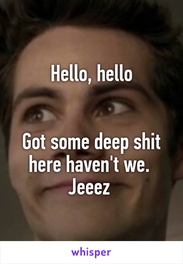 Hello, hello


Got some deep shit here haven't we.  Jeeez 