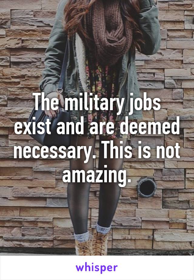 The military jobs exist and are deemed necessary. This is not amazing.