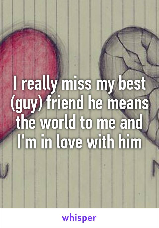 I really miss my best (guy) friend he means the world to me and I'm in love with him