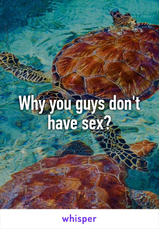 Why you guys don't have sex?