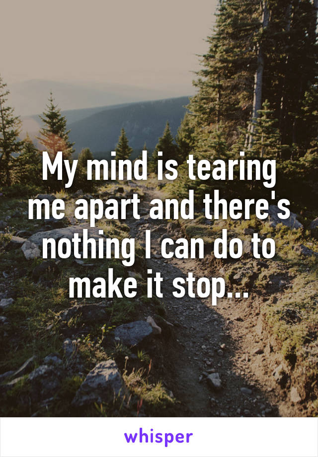 My mind is tearing me apart and there's nothing I can do to make it stop...