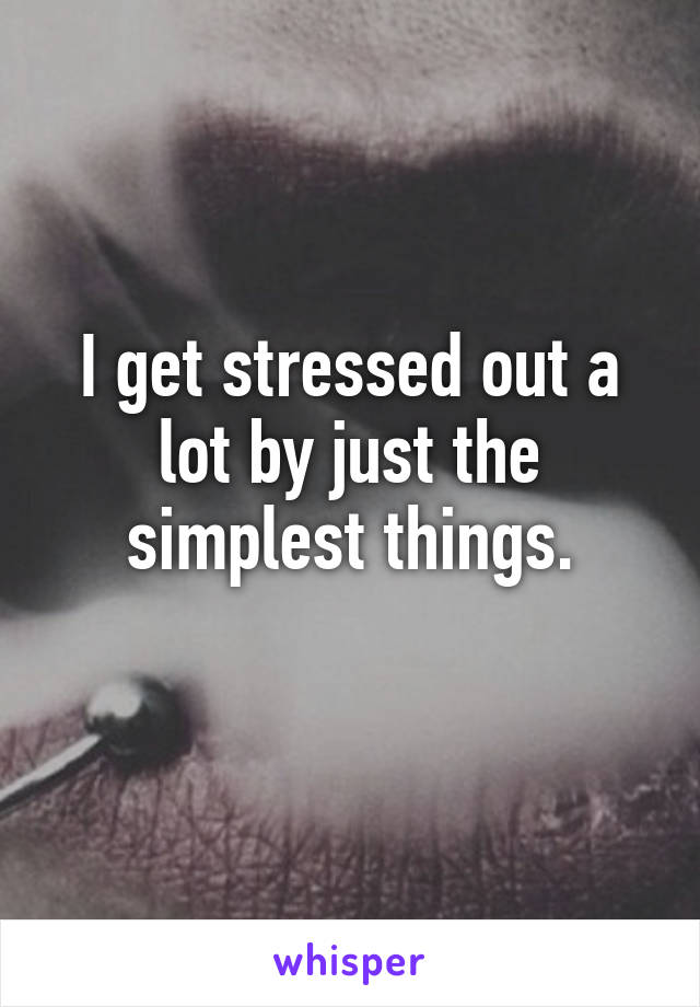 I get stressed out a lot by just the simplest things.
