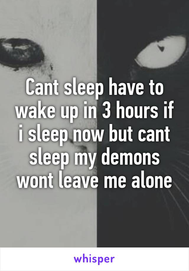 Cant sleep have to wake up in 3 hours if i sleep now but cant sleep my demons wont leave me alone