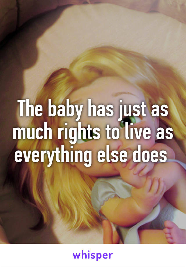 The baby has just as much rights to live as everything else does 