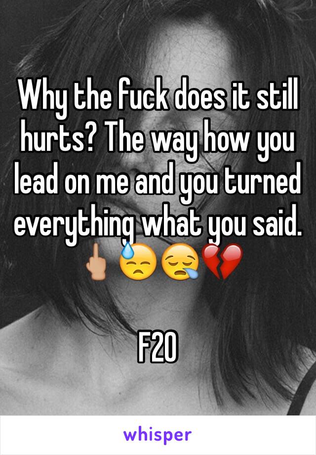 Why the fuck does it still hurts? The way how you lead on me and you turned everything what you said. 🖕🏼😓😪💔 

F20