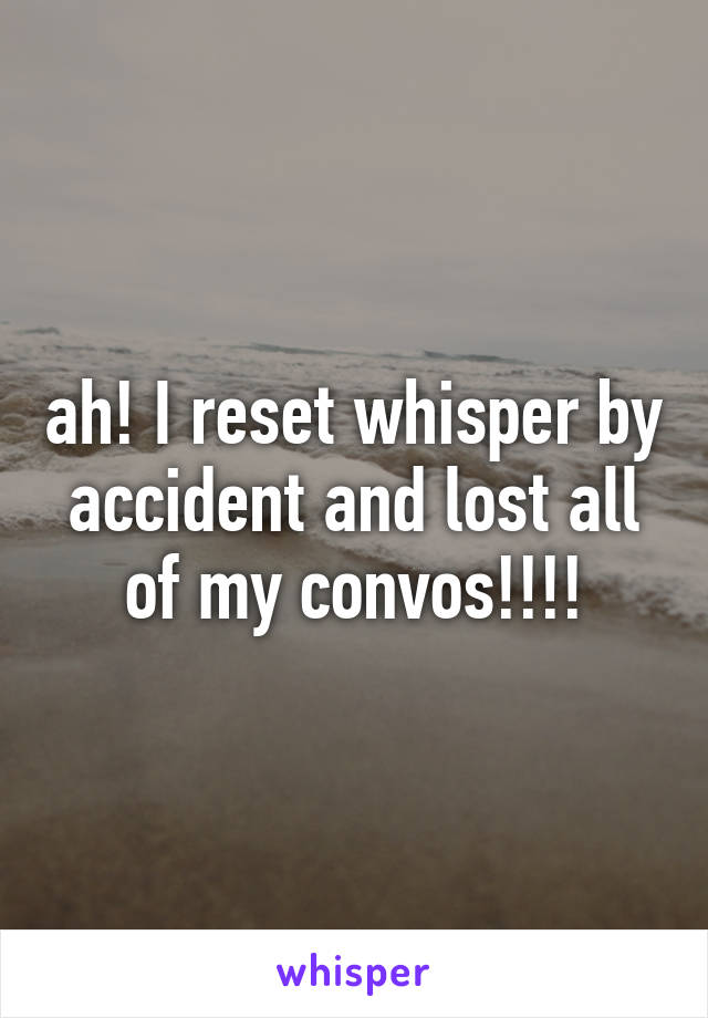 ah! I reset whisper by accident and lost all of my convos!!!!