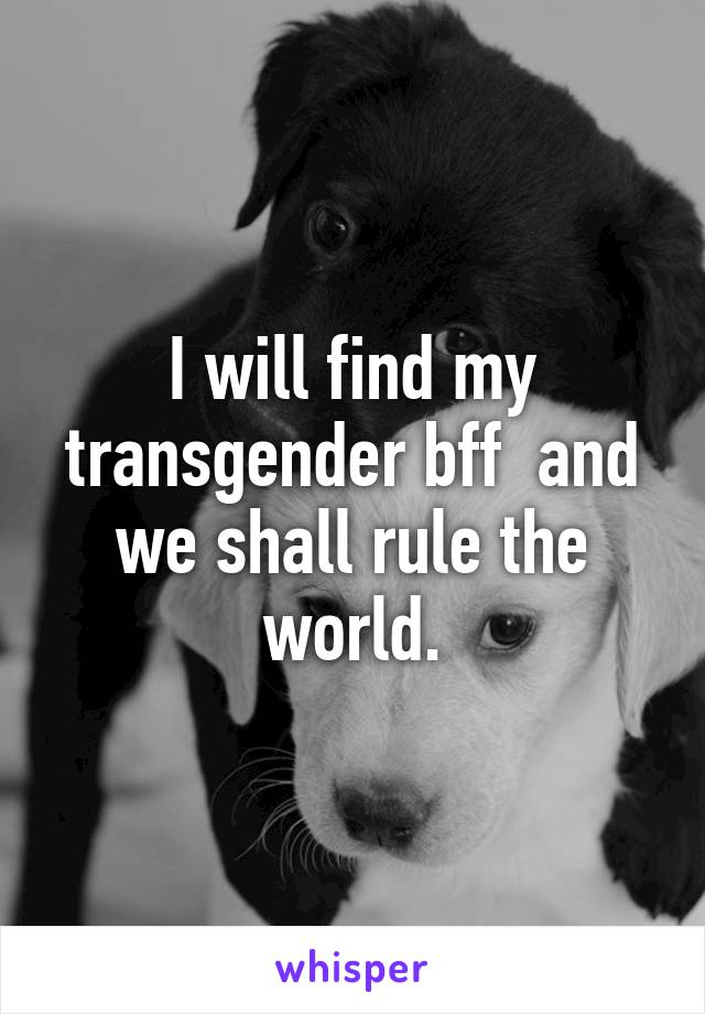 I will find my transgender bff  and we shall rule the world.