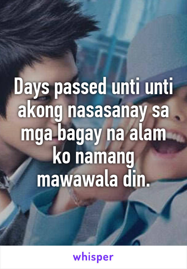 Days passed unti unti akong nasasanay sa mga bagay na alam ko namang mawawala din.