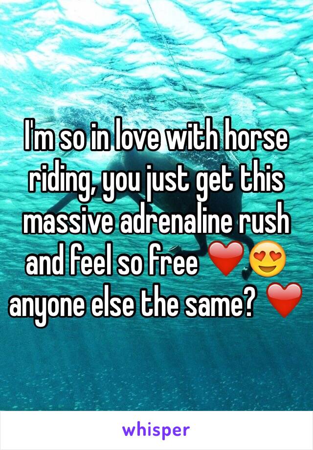 I'm so in love with horse riding, you just get this massive adrenaline rush and feel so free ❤️😍 anyone else the same? ❤️