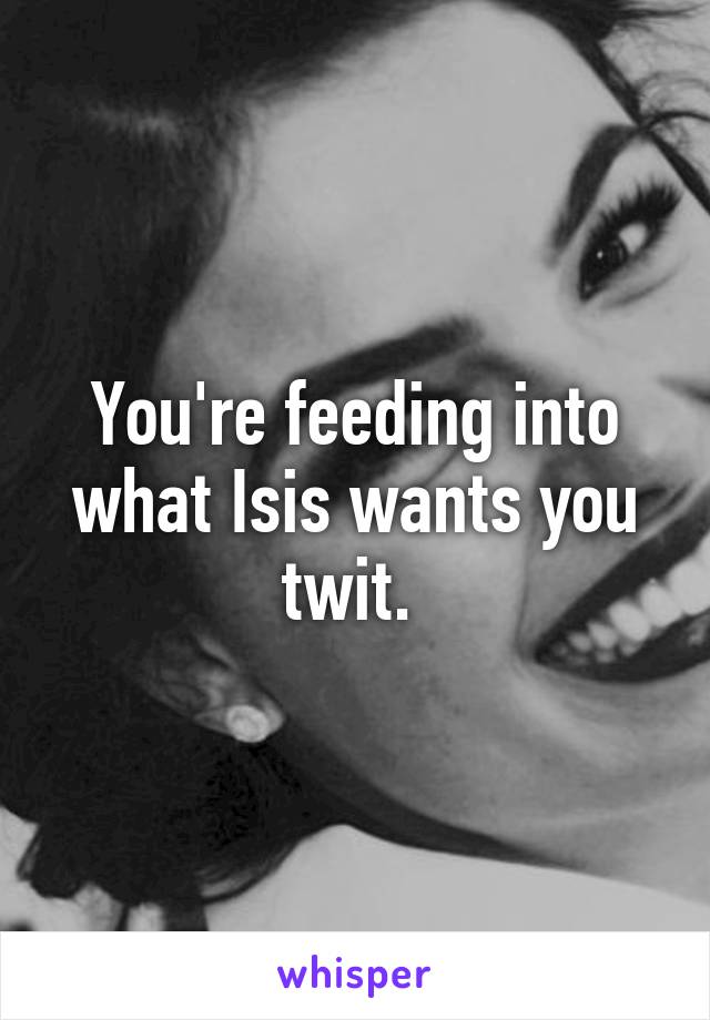 You're feeding into what Isis wants you twit. 