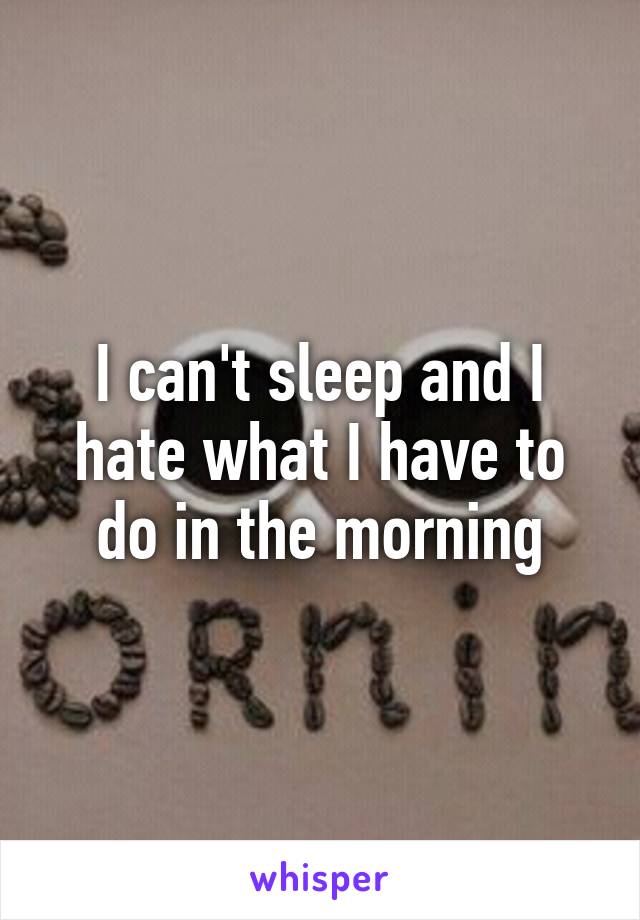 I can't sleep and I hate what I have to do in the morning