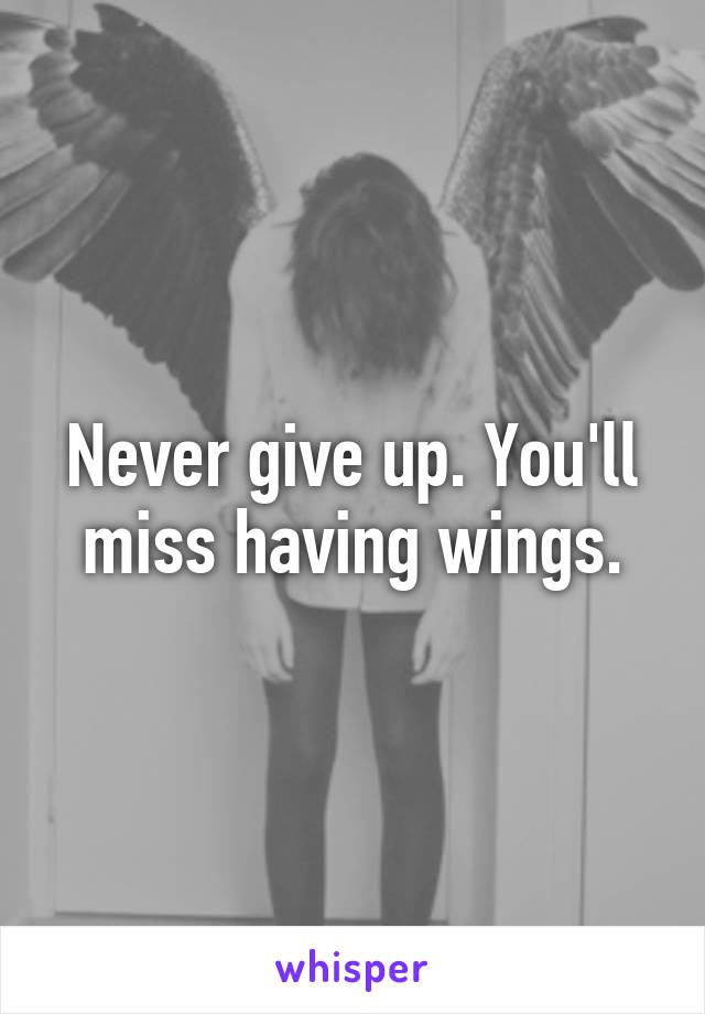 Never give up. You'll miss having wings.