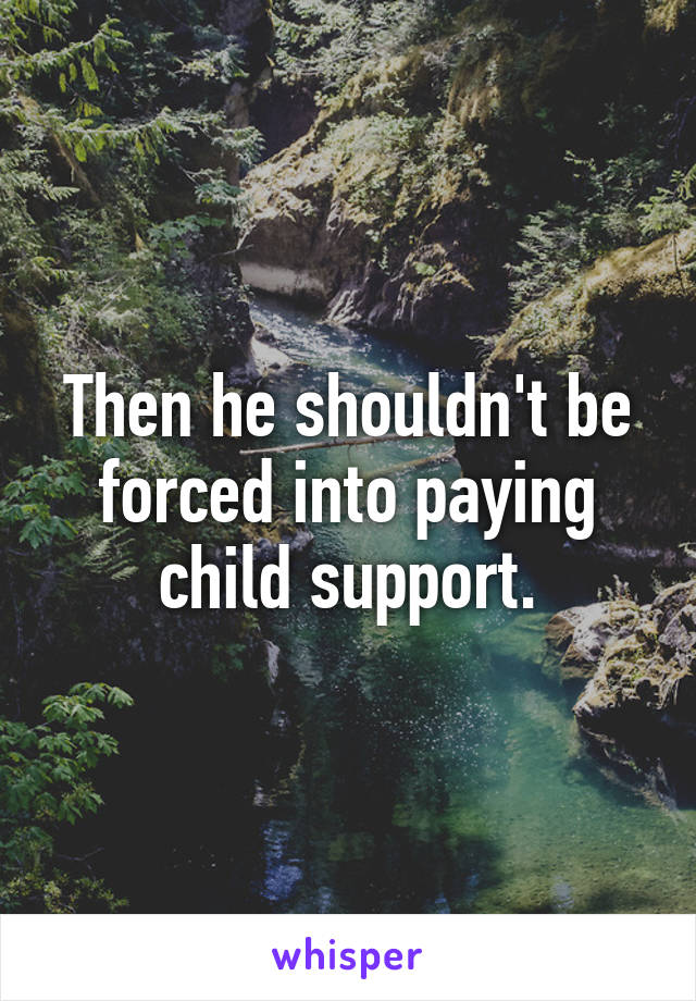 Then he shouldn't be forced into paying child support.