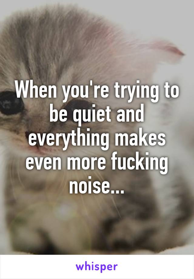 When you're trying to be quiet and everything makes even more fucking noise...