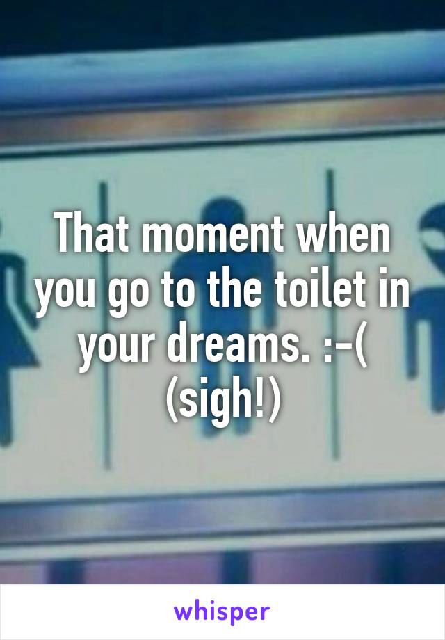 That moment when you go to the toilet in your dreams. :-( (sigh!)