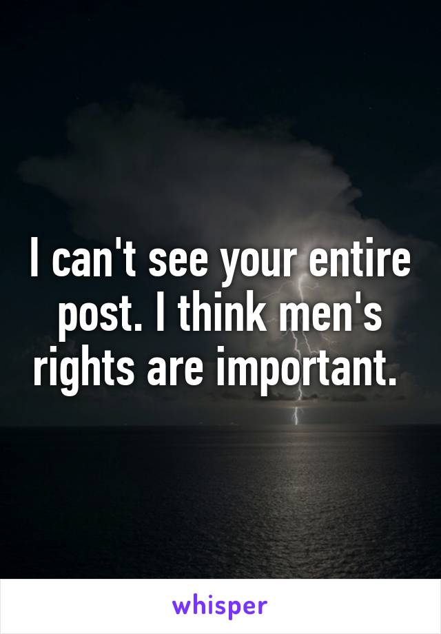 I can't see your entire post. I think men's rights are important. 