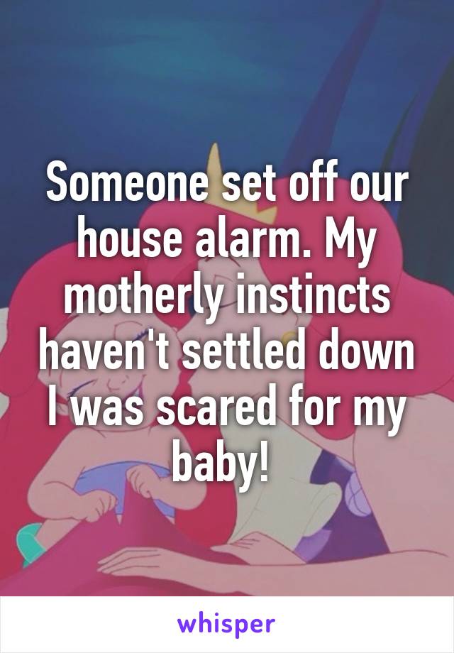 Someone set off our house alarm. My motherly instincts haven't settled down I was scared for my baby! 