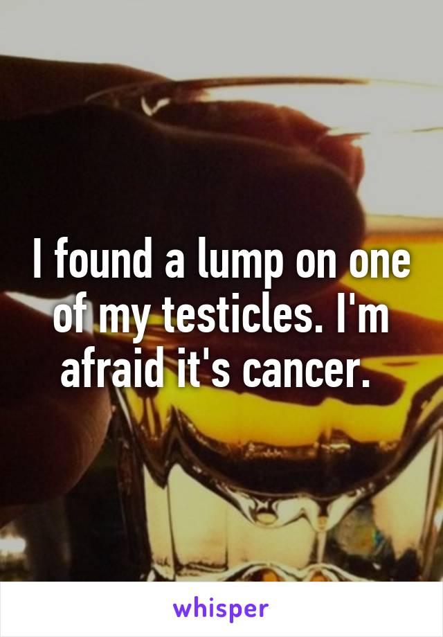 I found a lump on one of my testicles. I'm afraid it's cancer. 