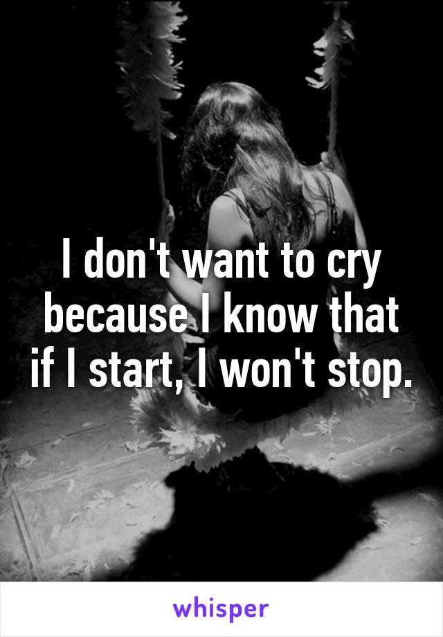 I don't want to cry because I know that if I start, I won't stop.