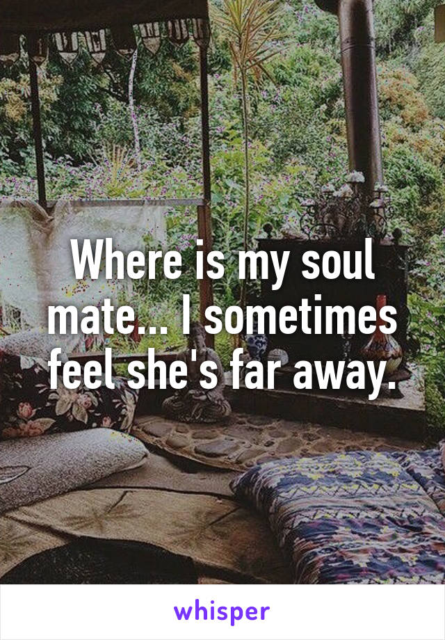 Where is my soul mate... I sometimes feel she's far away.