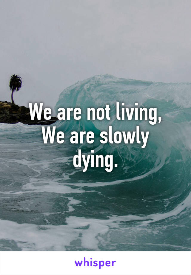 We are not living,
We are slowly dying.