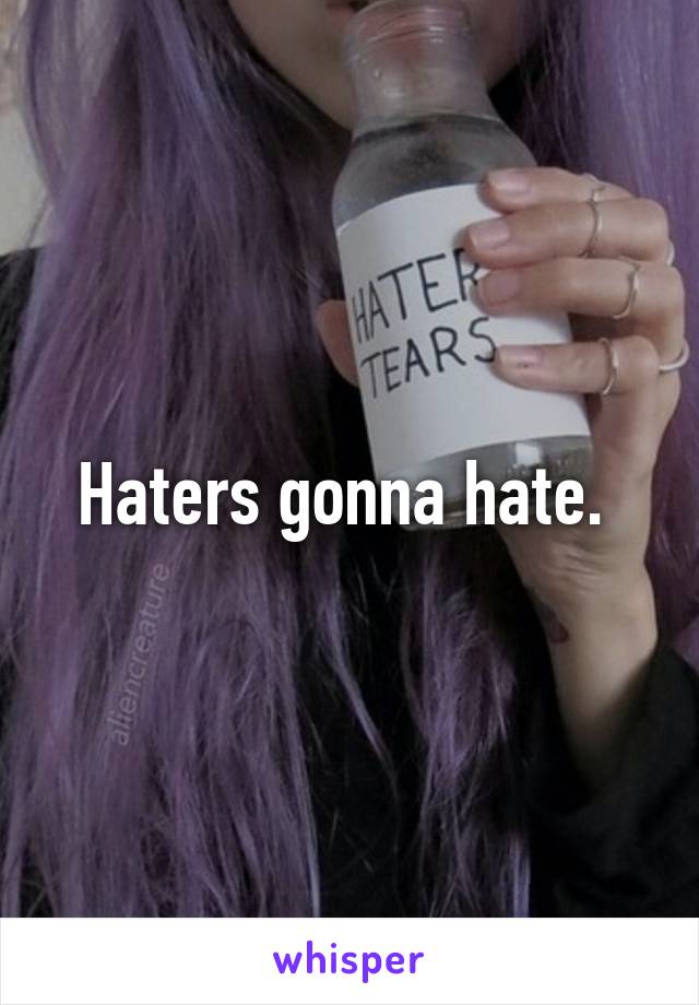 Haters gonna hate. 