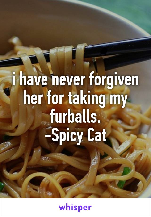 i have never forgiven her for taking my furballs.
-Spicy Cat