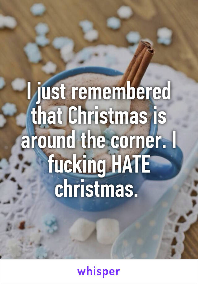 I just remembered that Christmas is around the corner. I fucking HATE christmas. 