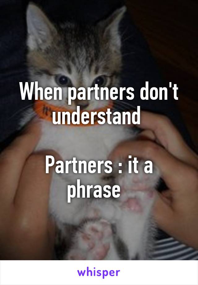 When partners don't understand 

Partners : it a phrase  