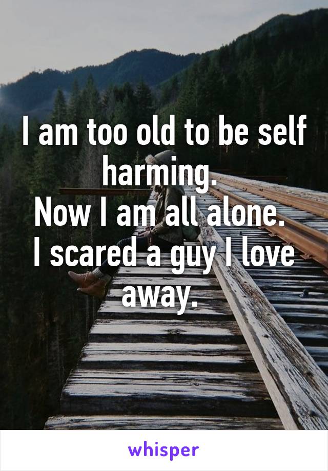 I am too old to be self harming. 
Now I am all alone. 
I scared a guy I love away. 
