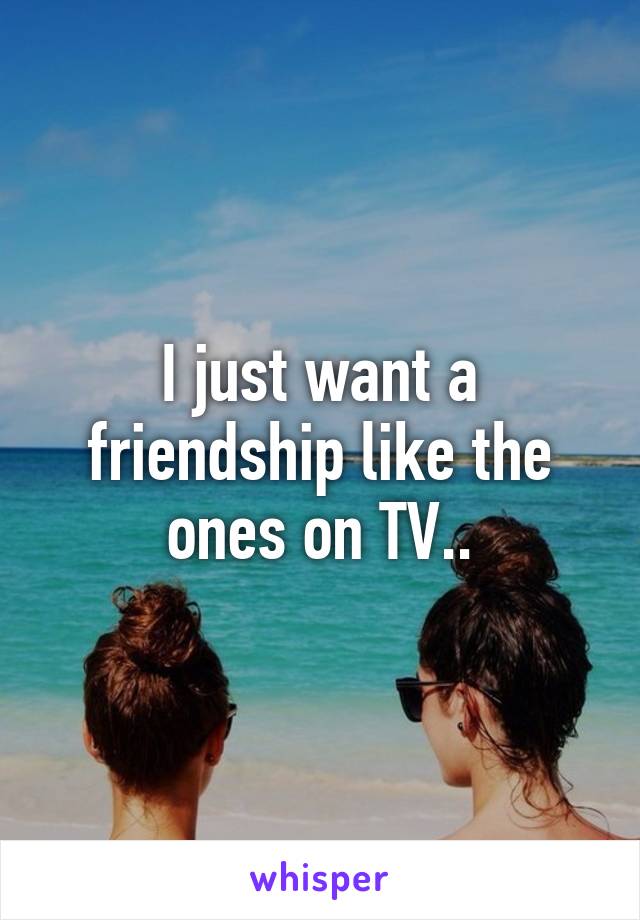 I just want a friendship like the ones on TV..