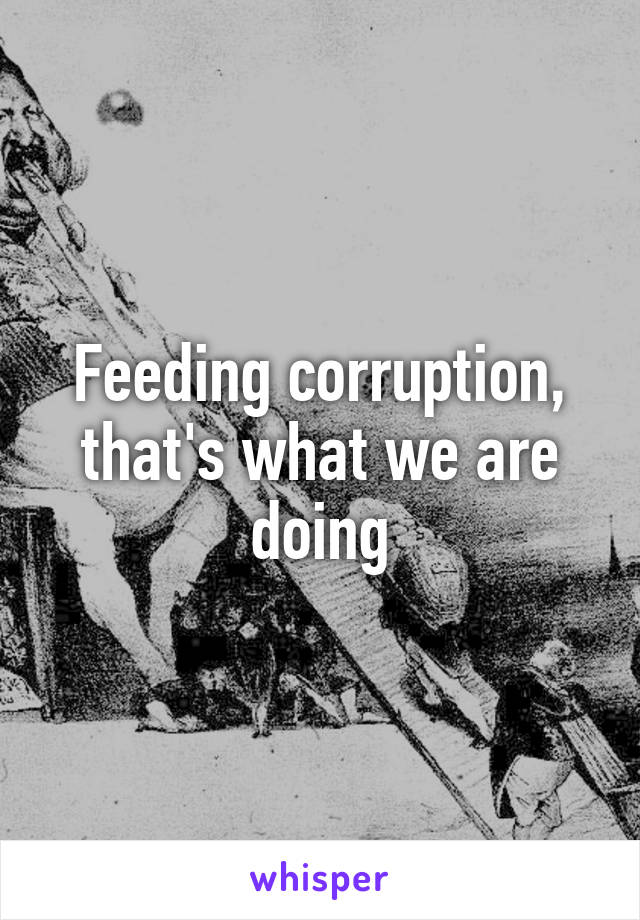 Feeding corruption, that's what we are doing