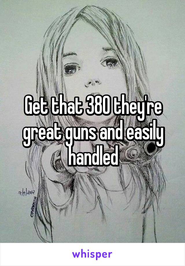 Get that 380 they're great guns and easily handled