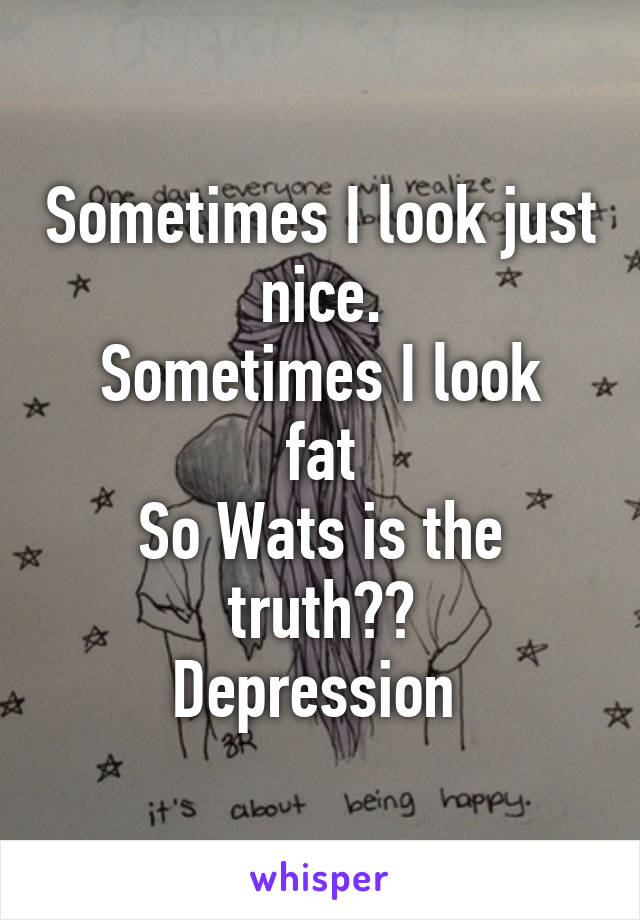 Sometimes I look just nice.
Sometimes I look fat
So Wats is the truth??
Depression 