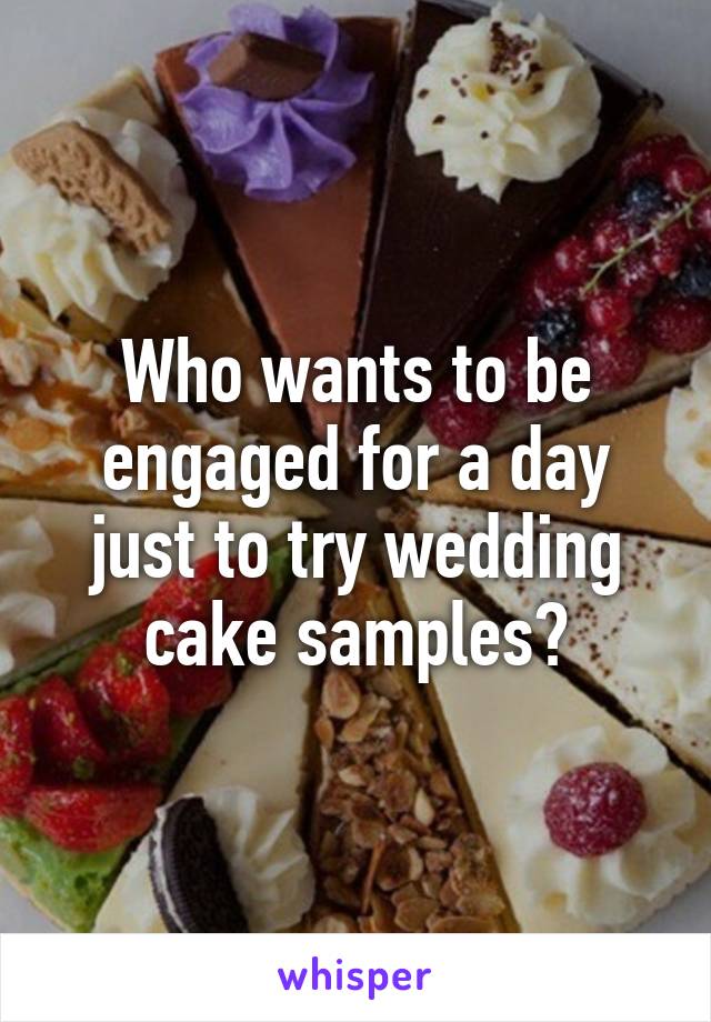 Who wants to be engaged for a day just to try wedding cake samples?