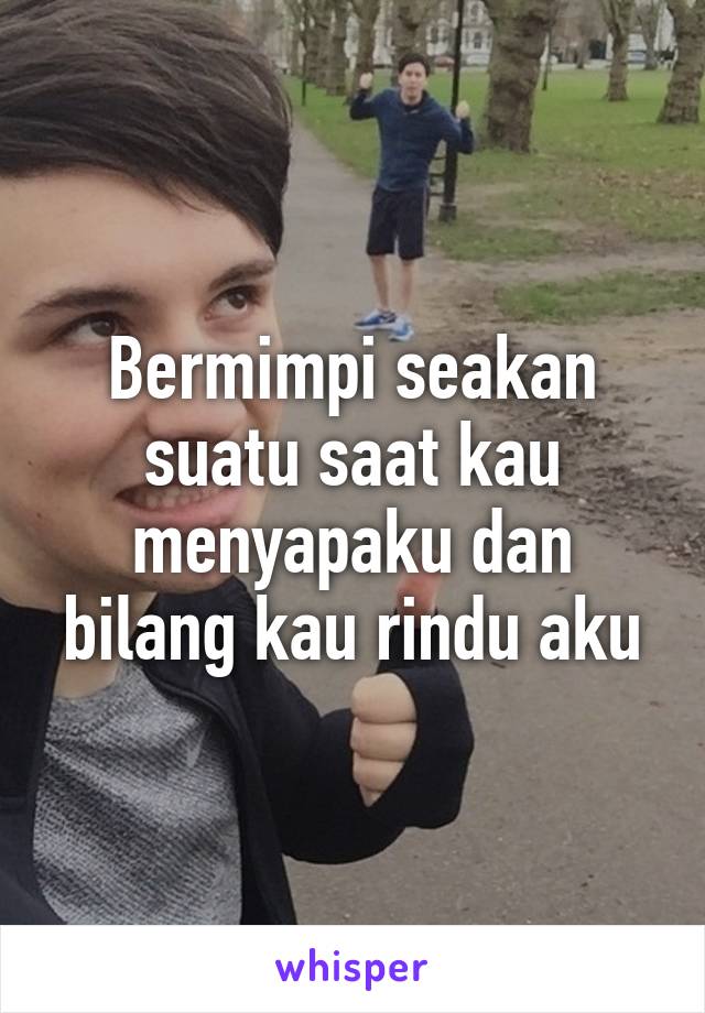 Bermimpi seakan suatu saat kau menyapaku dan bilang kau rindu aku