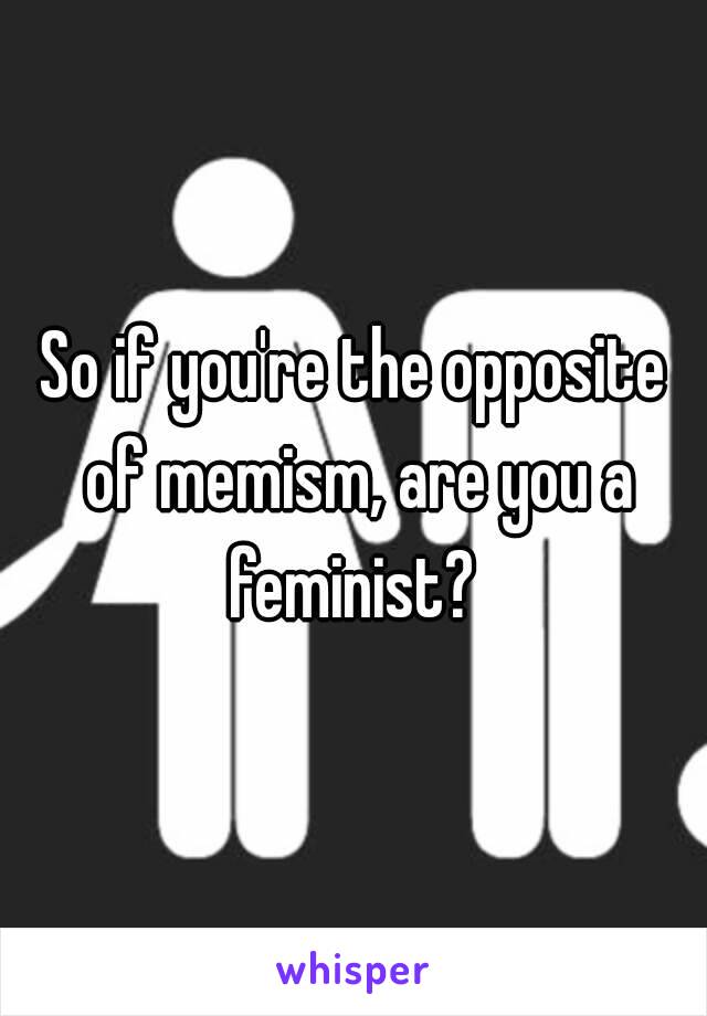 So if you're the opposite of memism, are you a feminist? 