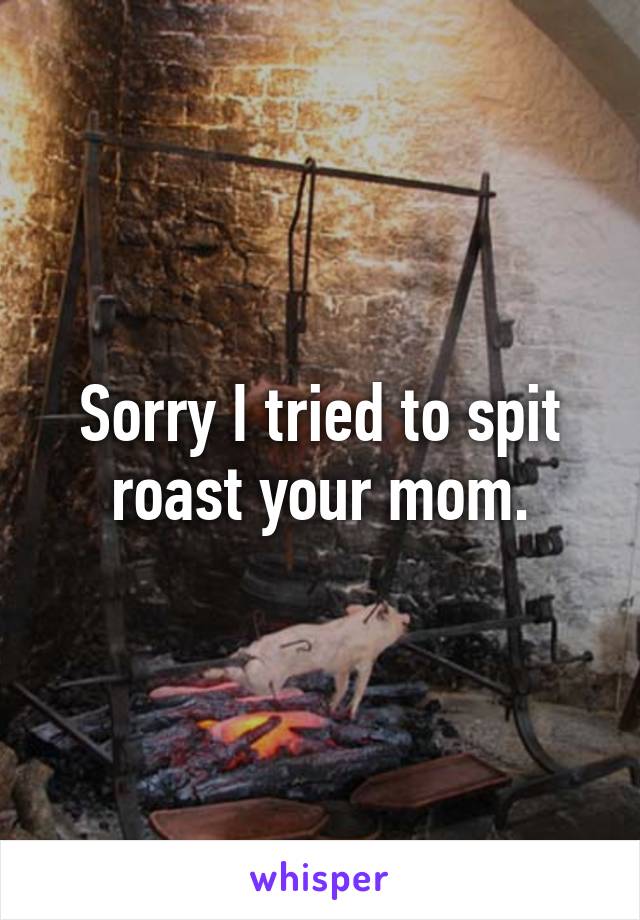 Sorry I tried to spit roast your mom.