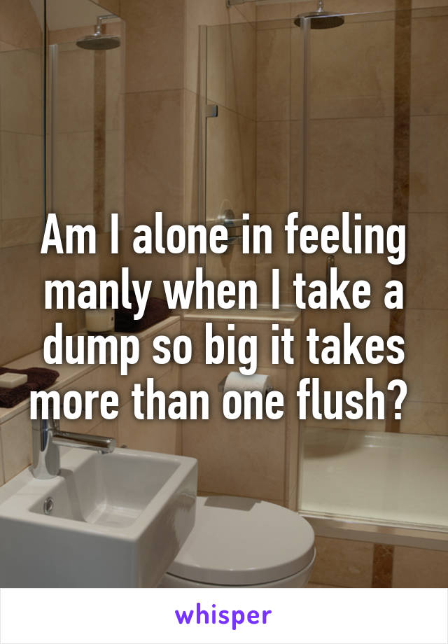 Am I alone in feeling manly when I take a dump so big it takes more than one flush? 