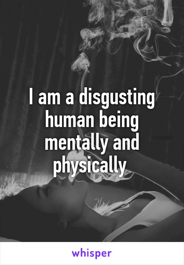 I am a disgusting human being mentally and physically 