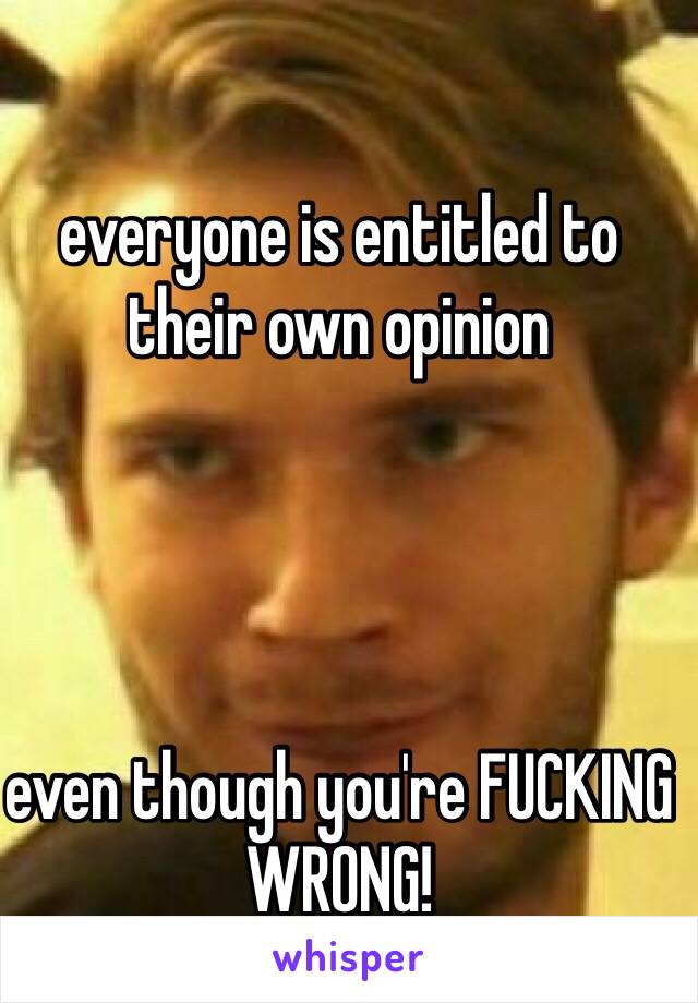 everyone is entitled to their own opinion




even though you're FUCKING WRONG!