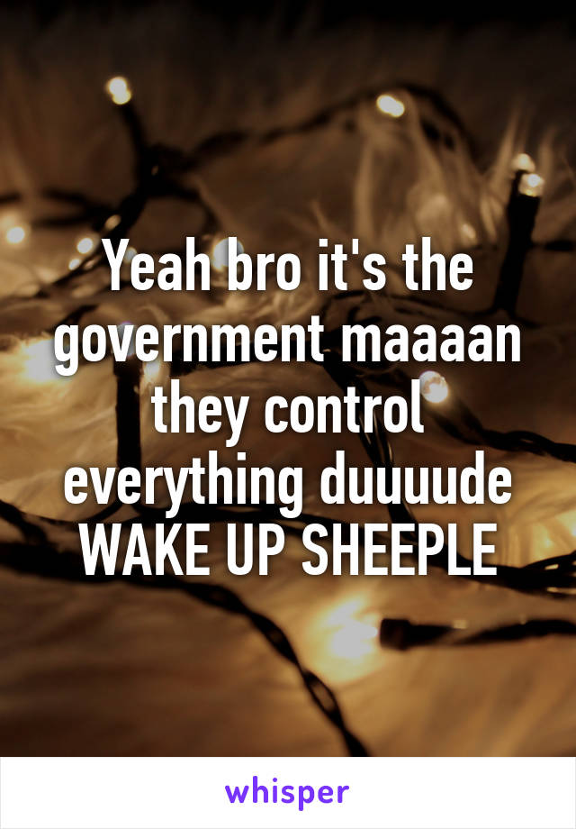 Yeah bro it's the government maaaan they control everything duuuude WAKE UP SHEEPLE