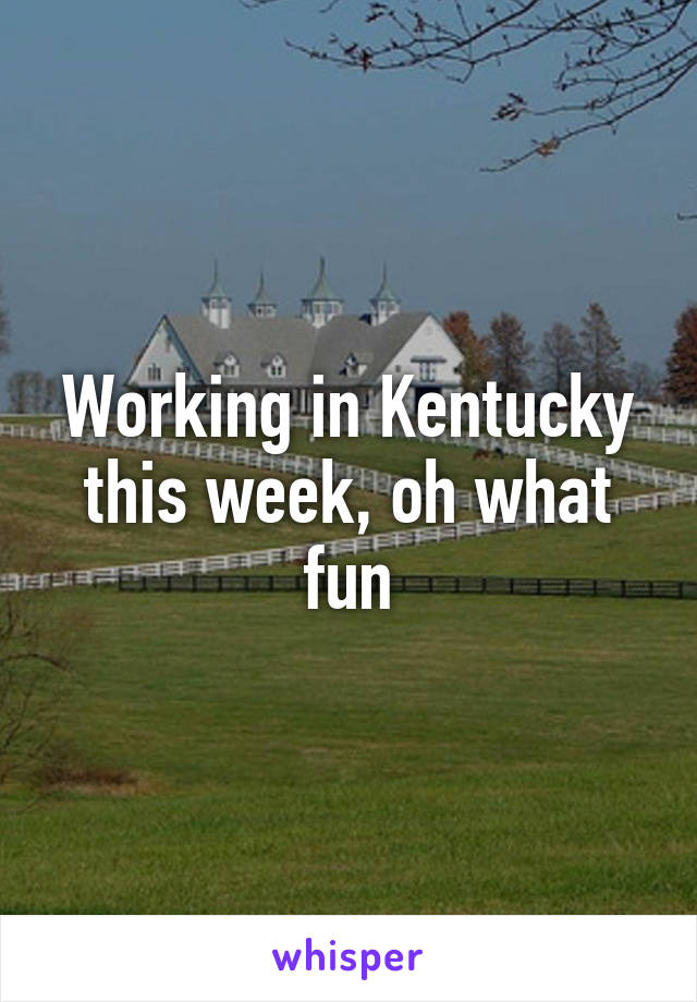 Working in Kentucky this week, oh what fun