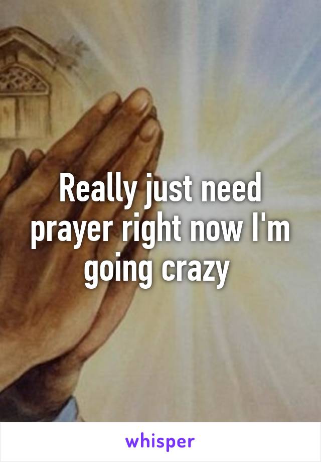 Really just need prayer right now I'm going crazy 