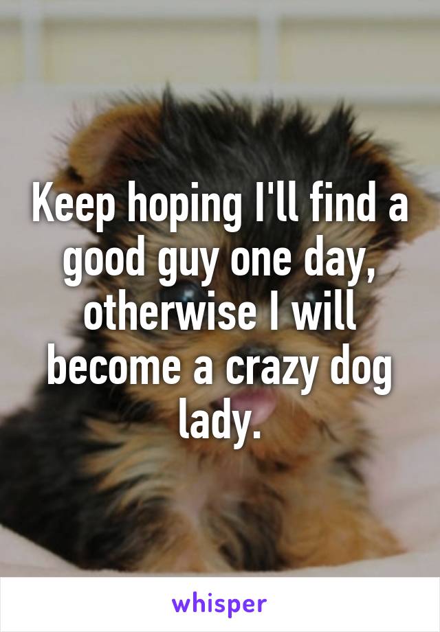 Keep hoping I'll find a good guy one day, otherwise I will become a crazy dog lady.