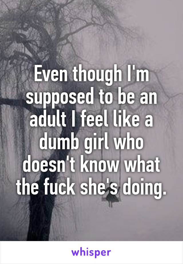 Even though I'm supposed to be an adult I feel like a dumb girl who doesn't know what the fuck she's doing.