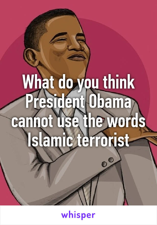 What do you think President Obama cannot use the words Islamic terrorist