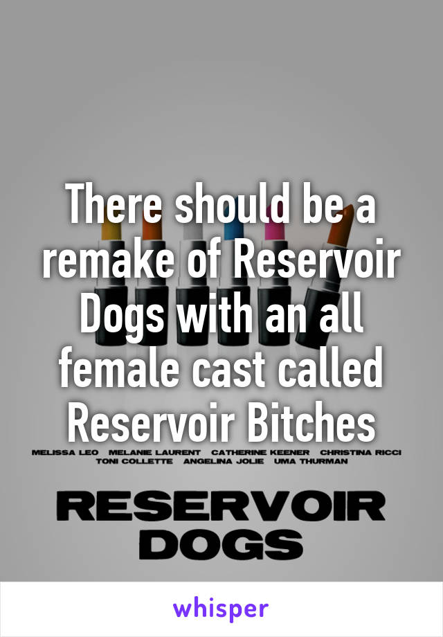 There should be a remake of Reservoir Dogs with an all female cast called Reservoir Bitches