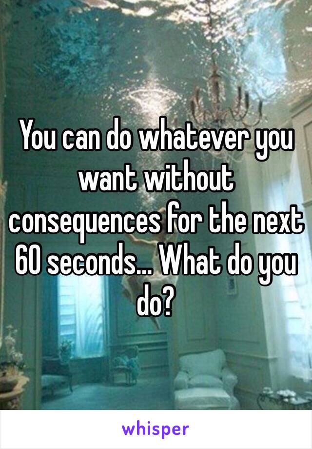 You can do whatever you want without consequences for the next 60 seconds... What do you do? 